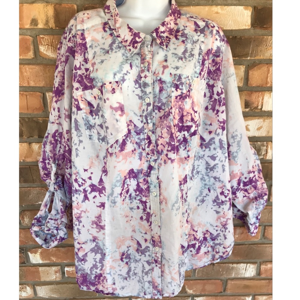 Lane Bryant Women’s Plus Size Multicolored Button Down Long Sleeve Top 22/24